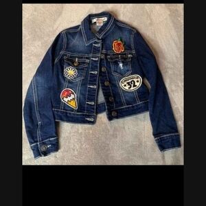 1st Kiss Blue Jean Jacket with Colorful Patches